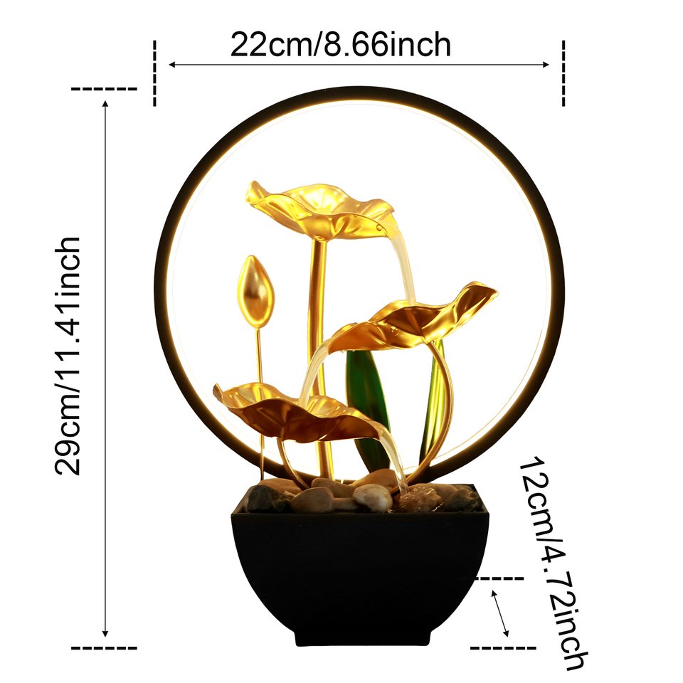 Настольный Фонтан С Питанием От USB И Натуральными Камнями, Светодиодные Кольцевые Светильники, Релаксационный Водопад 
Настольный Фонтан С Питанием От USB И Натуральными Камнями, Светодиодные Кольцевые Светильники, Релаксационный Водопад