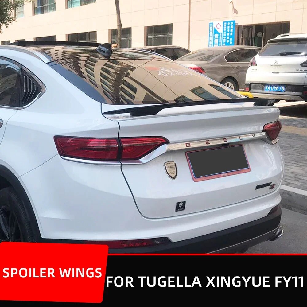 

Задняя Крышка багажника, автомобильное крыло, спойлер губ Ducktail для Geely Tugella Xingyue FY11 2019 20 21, крылья для настройки, черный, белый, углеродный, с принтом