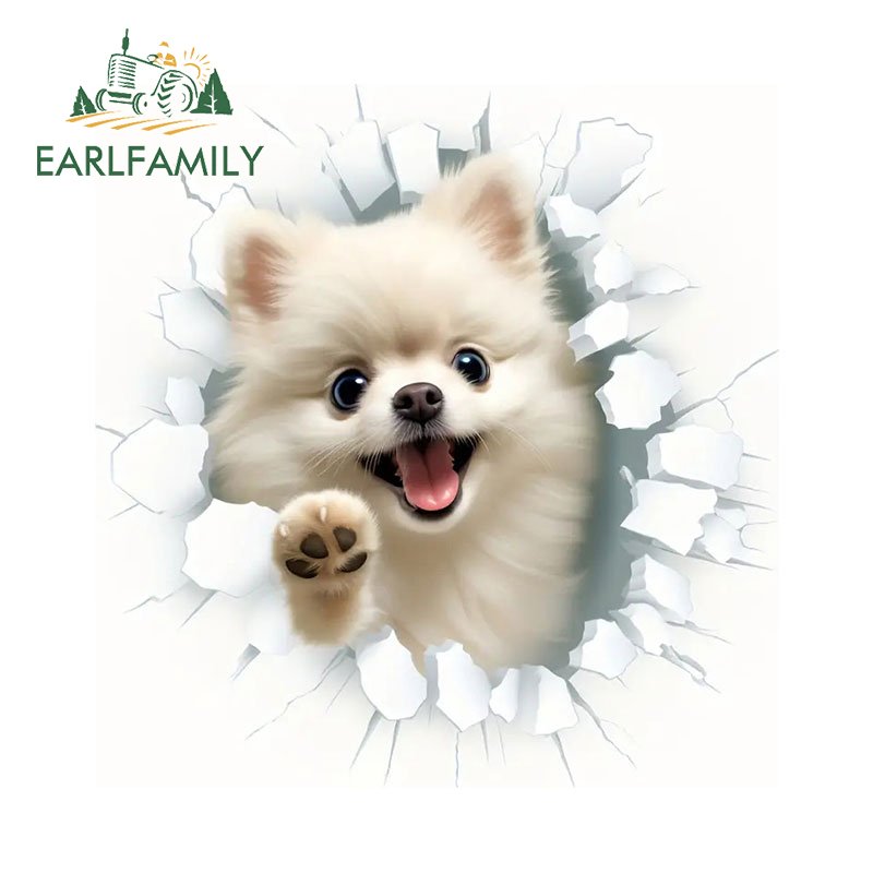 

EARLFAMILY 13 см для собаки 3D мультфильм забавный померанский шпиц автомобильные наклейки водостойкие простые наклейки окна виниловая пленка для автомобиля Декор