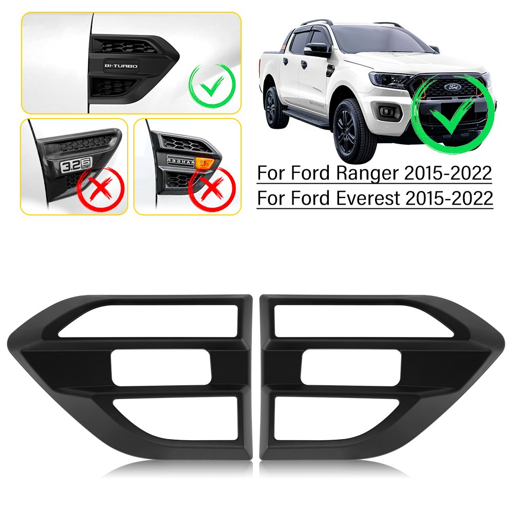 

Матовая черная накладка на боковое вентиляционное отверстие для Ford Ranger 2015-2022 PX2 PX3 T6 T7 T8 XLT XL XLS Wildtrak LIMITED SPORT для Ford Everest