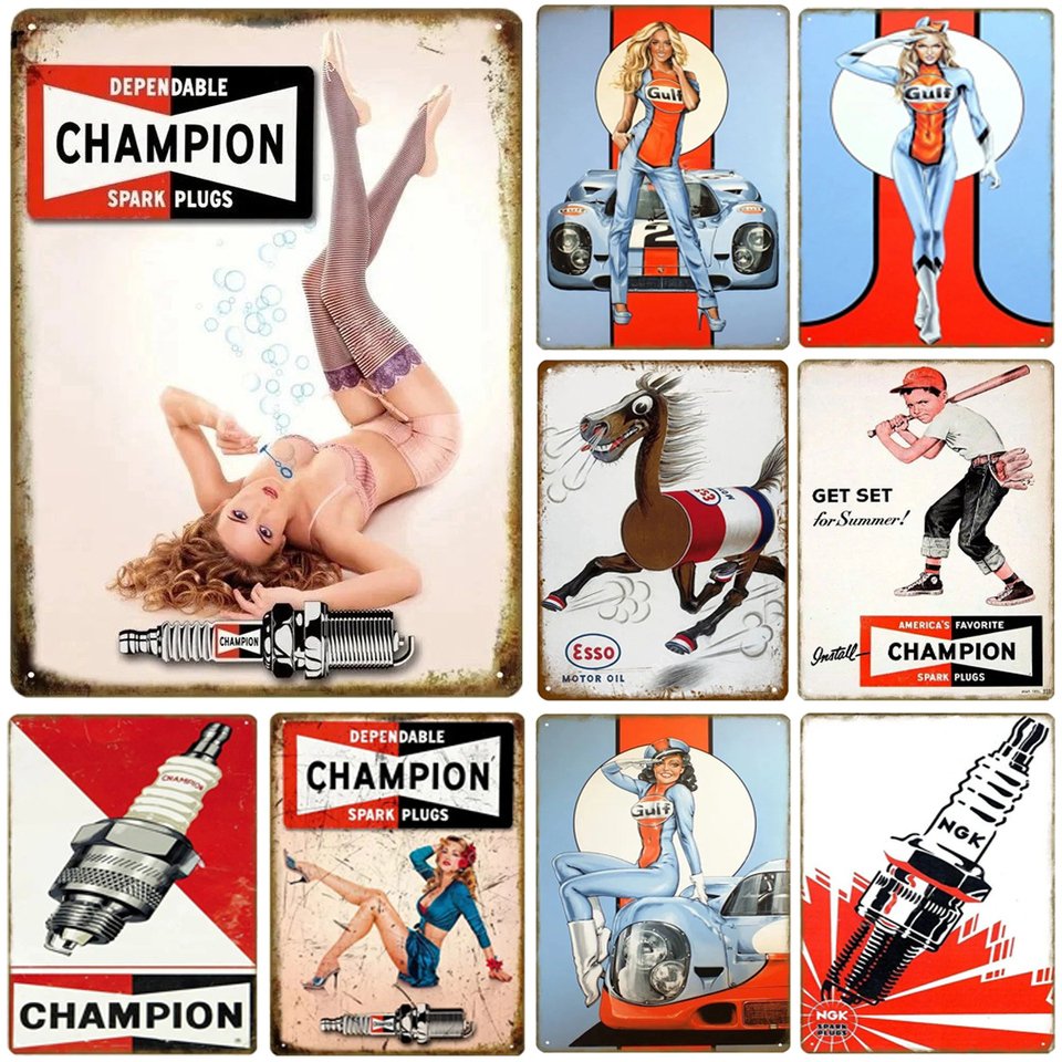 

Металлическая табличка "Чемпион" в стиле pin-up