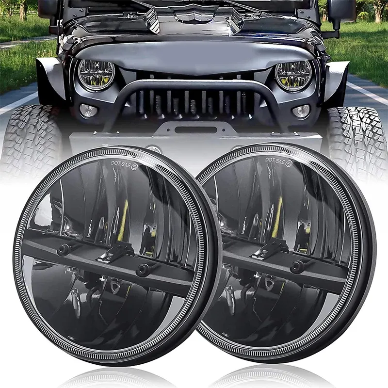 

1 шт. ходовые огни 7-дюймовые светодиодные фары H4 Hi-LoFor Lada 4x4 Urban Niva Jeep Wrangler TJ JK LJ CJ Land Rover Defender Hummer
