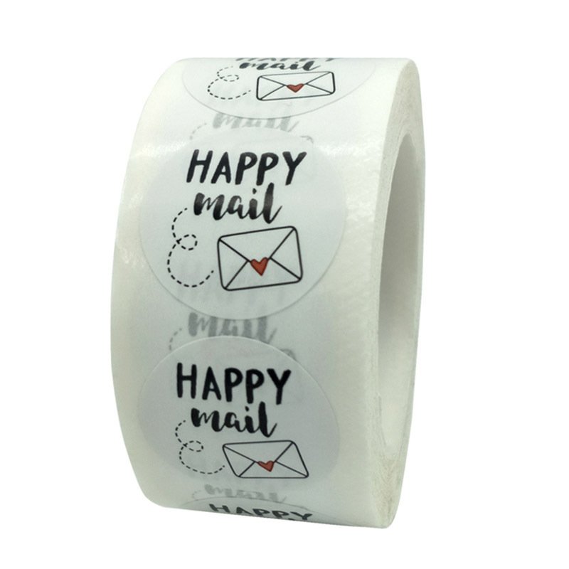 

50 шт., наклейки Happy Mail, скрапбукинг, 1 дюйм, круглые наклейки, s крафт-наклейки, упаковочные этикетки для конвертов, Зеркальная Наклейка