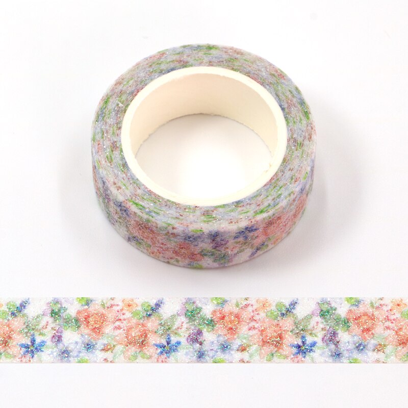 

15mm*3m Sparkle Tie Dye Masking Washi Tape Retro Daisies Flowers Decorative Adhesive Material Sticker Diy Label Scrapbooking