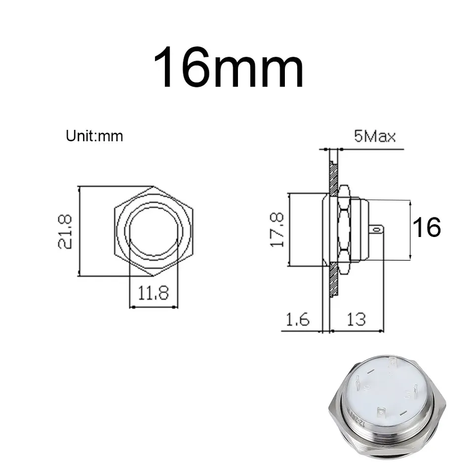 

Пользовательский шаблон автомобиля DIY водонепроницаемый светодиодный фонарь Мгновенный кнопочный переключатель 16/19/22/25/30 мм самосброс символ логотипа значок сигнала