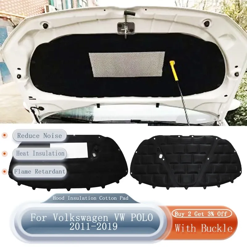 

Для Volkswagen VW POLO 2011-2019 передний капот, звукоизоляционная накладка двигателя, хлопковая звукоизоляционная крышка, термоизоляционный коврик, коврик