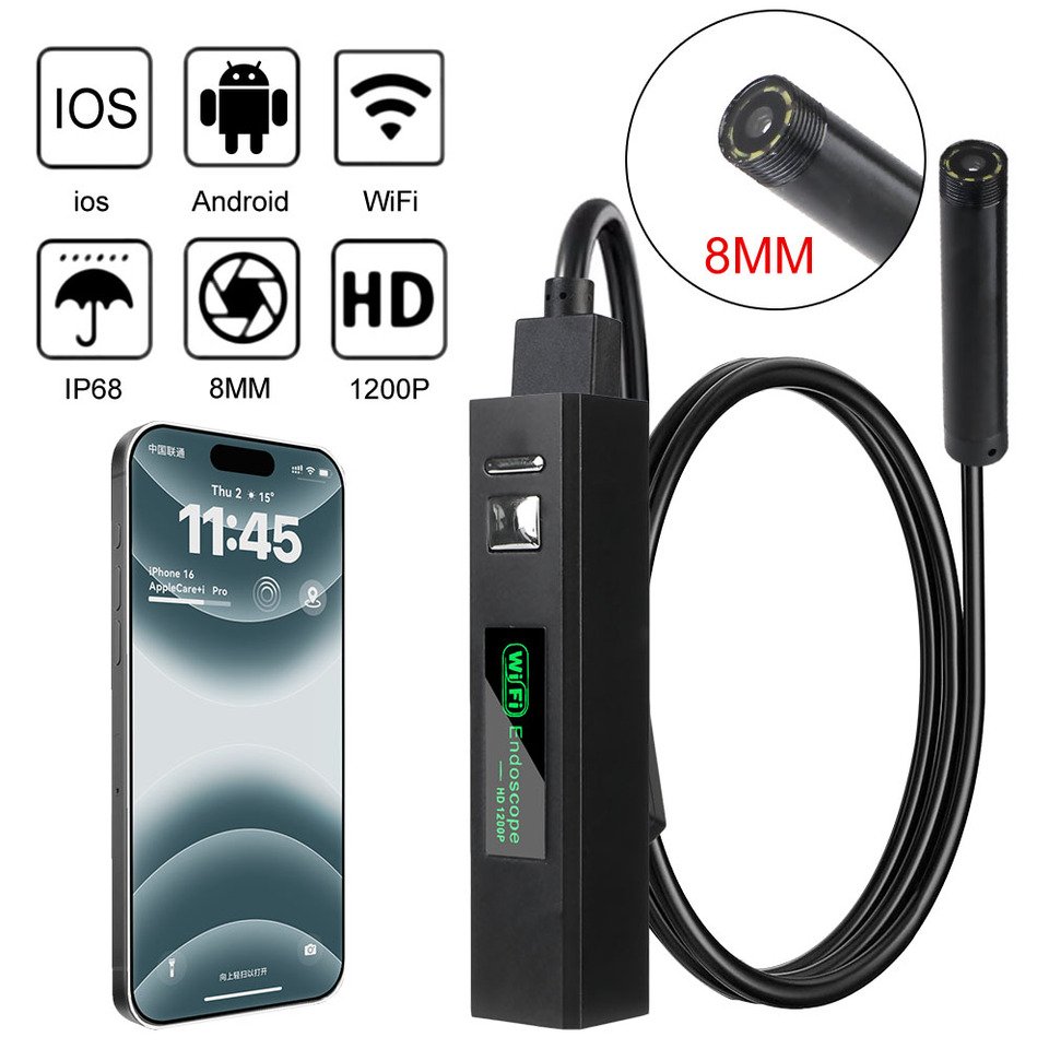

Водонепроницаемая мини-USB-эндоскопическая Камера 8 Мм Для Телефонов iPhone Android, ПК, Промышленный Wi-Fi Осмотр