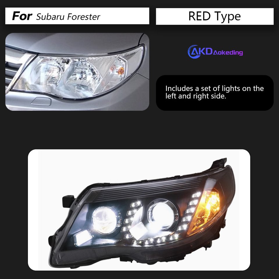 

Автомобильные фары для Subaru Forester светодиодный ные фары 2008-2012, лампа для Forester, линзы для проектора Drl, автомобильные аксессуары