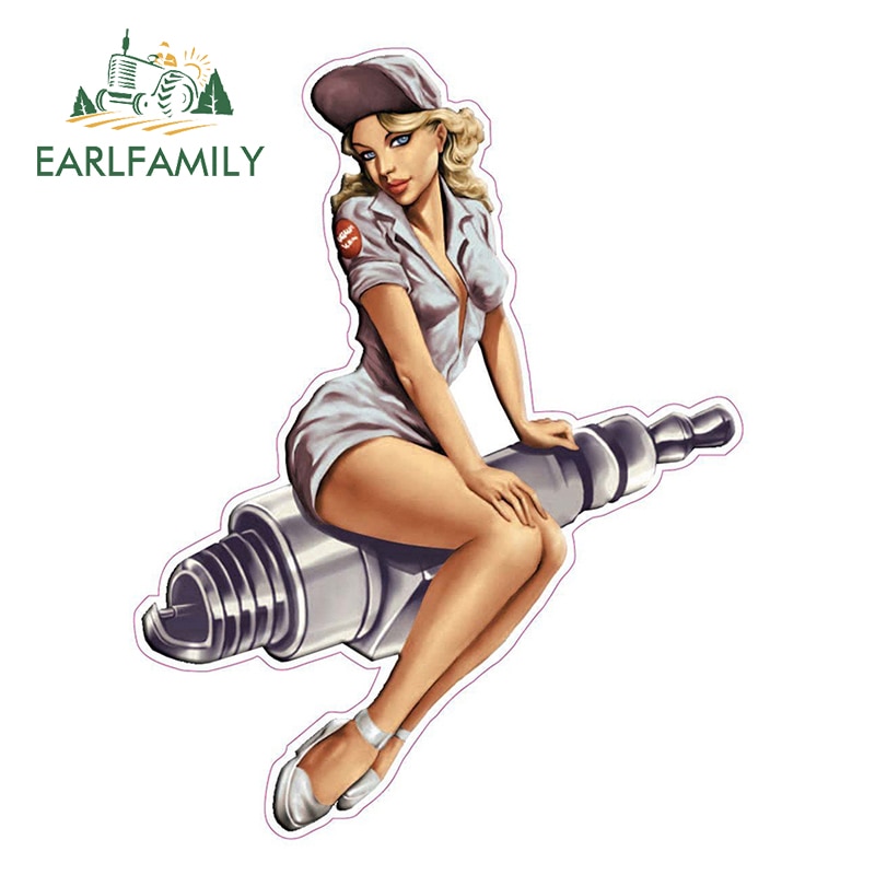 

EARLFAMILY 13 см x 10 см Свеча зажигания заколка девушка наклейка сексуальный мультяшный Графический Забавный автомобиль наклейки мотоцикл автомобиль аксессуары