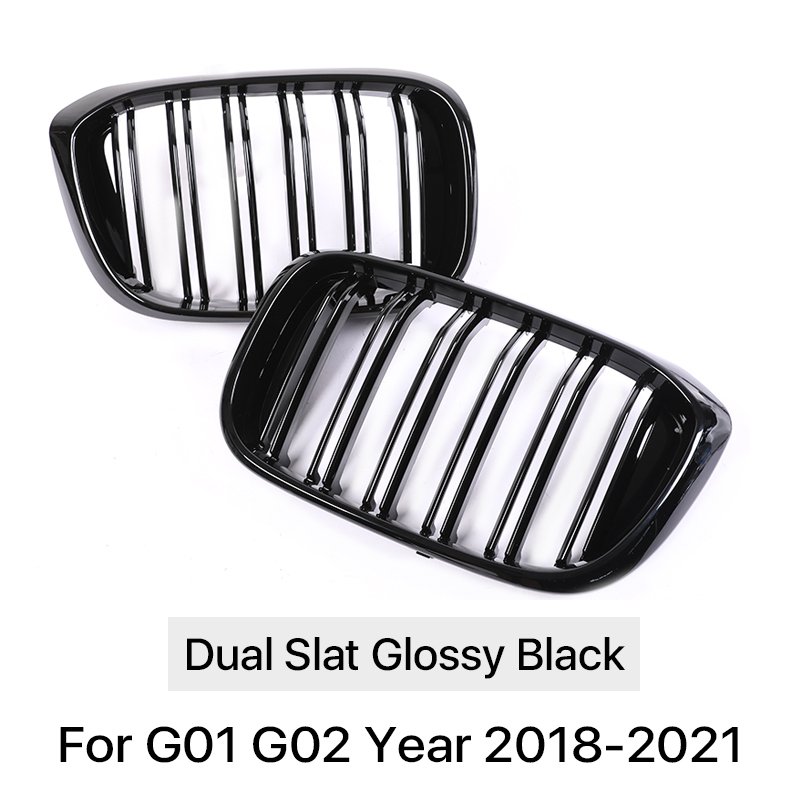 

Передний бампер, карбоновая решетка для почек для BMW X3 X4 G01 G02 2018-2021 Facelift M Style, двойная решетка, крышка, глянцевый черный Facelift