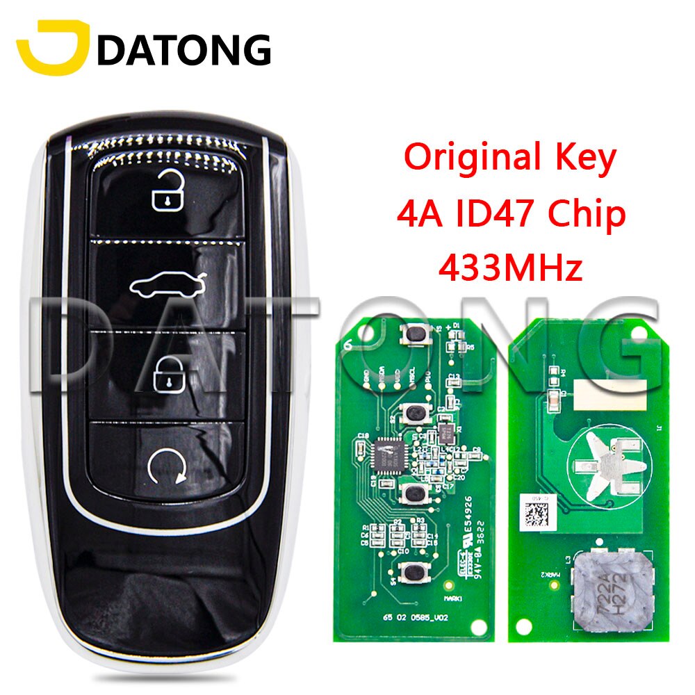 

Автомобильный пульт дистанционного управления Datong World для Chery Tiggo 6 7 8 Plus Pro ID47 4A Chip 433 МГц, оригинальная фабричная смарт-карта приближения