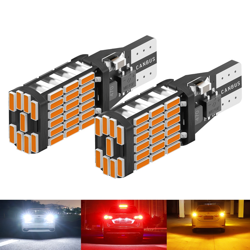 

2 шт. T15 T16 W16W 921 912 светодиодный 1200Lm светодиодный Canbus автомобильные резервные фонари лампа задний фонарь для BMW AUDI FORD KIA LADA белый янтарный