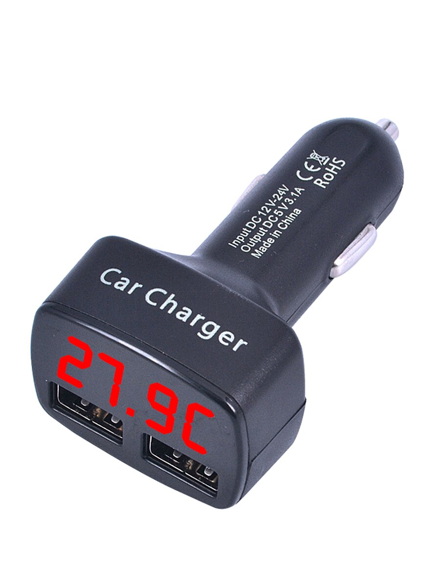 

Автомобильное зарядное устройство 4 в 1 с двойным USB портом, постоянный ток 5 В, 3,1 а, с измерителем напряжения/температуры/тока, тестер, адаптер, цифровой дисплей