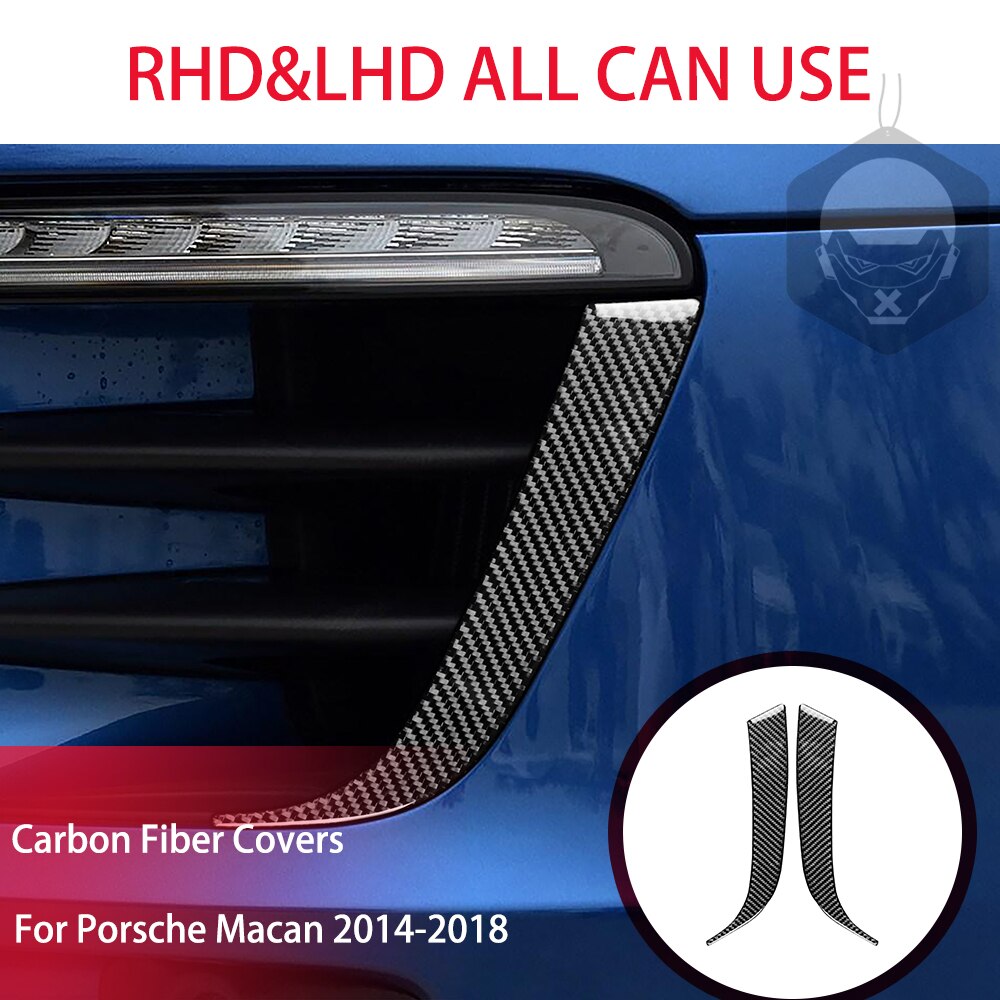 

Для передней фары Porsche Macan 2014-2018, отделочные полосы, наружные модифицированные наклейки из углеродного волокна, аксессуары для стайлинга автомобиля