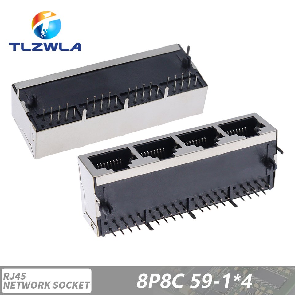 

RJ45 59 Металлическая гнездовая печатная плата Прямоугольный разъем 8P8C Гнездо с кристаллической головкой 21 мм Сетевой интерфейс Длинные корпуса