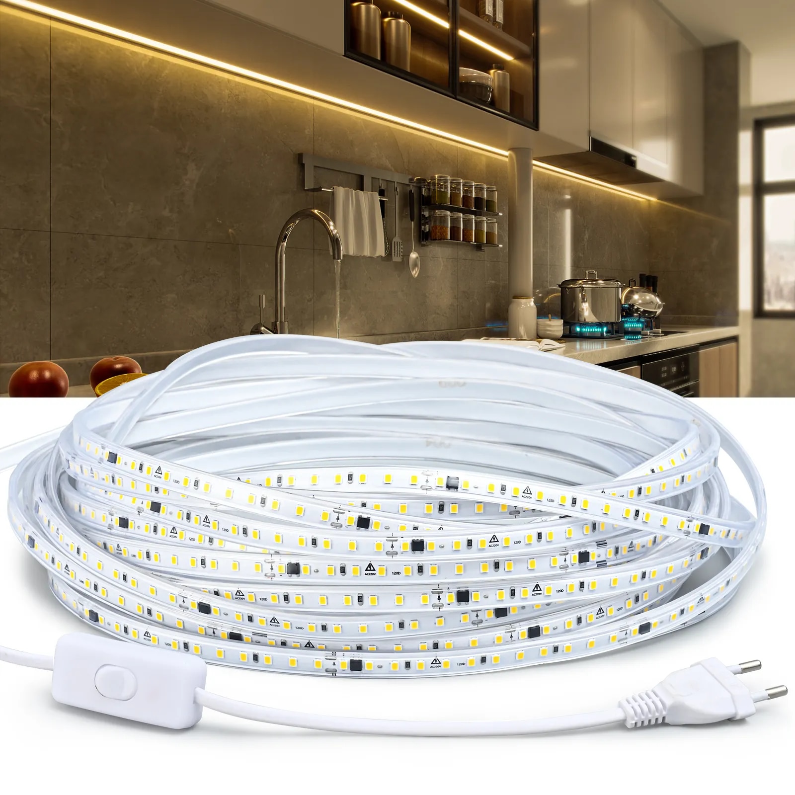 

Водонепроницаемая светодиодная лента BZT 220В 120LED/м для дома