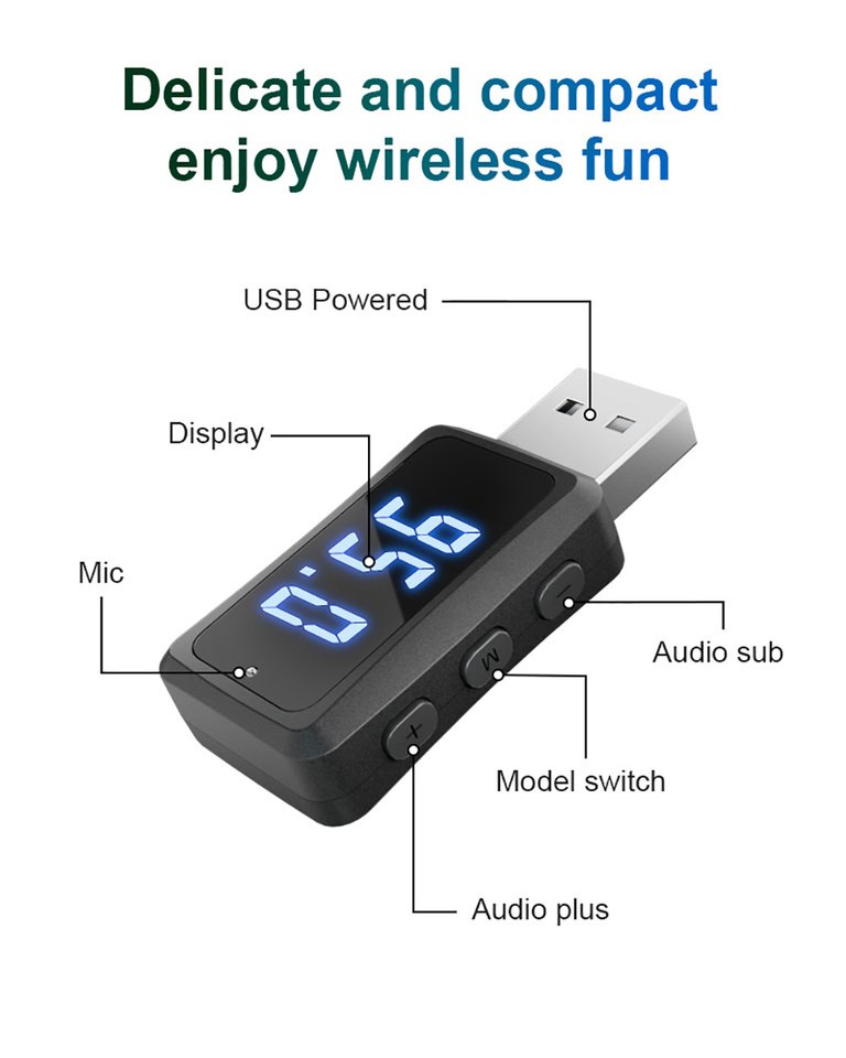 

Bluetooth 5,3 Автомобильный FM-передатчик, приемник с фотодисплеем, Беспроводной USB-вызов в режиме громкой связи, питание Мини-USB, автомобильный Fm-радиоприемник, автомобильный комплект
