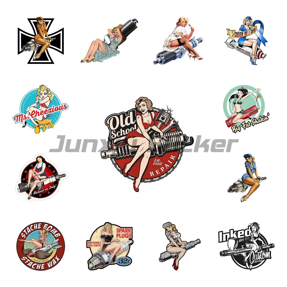 

Ретро Pin Up для девочек, шкафчик, ящик для инструментов, наклейки для ноутбука, автомобиля, грузовика, велосипеда, старая школа, наклейки для автомобиля