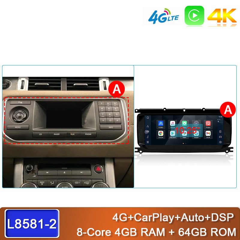 

Автомобильный мультимедийный плеер Android 13 для Land Rover Evoque L551 L538 2012-2019 Автомобильный радиоприемник 10,25 дюймов Gps Стерео Carplay WiFi