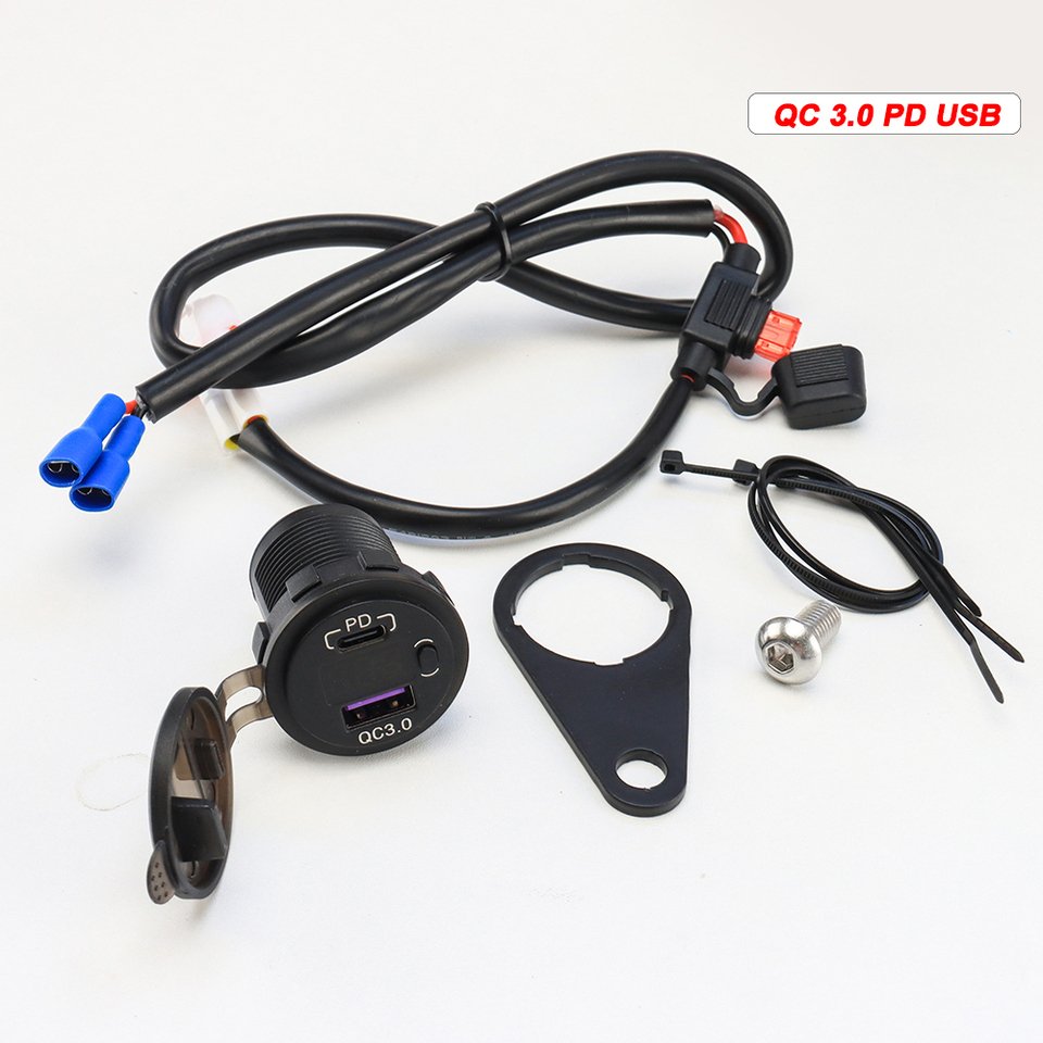 

Подходит для мотоцикла Yamaha MT-07 MT-09 XSR900 Tracer 900, двойная розетка USB/USB-C QC3.0, водонепроницаемая розетка для быстрого зарядного устройства