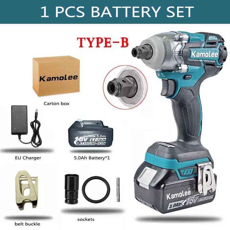 

Kamolee 520N.M аккумуляторный ударный гайковерт 1/2 дюйма