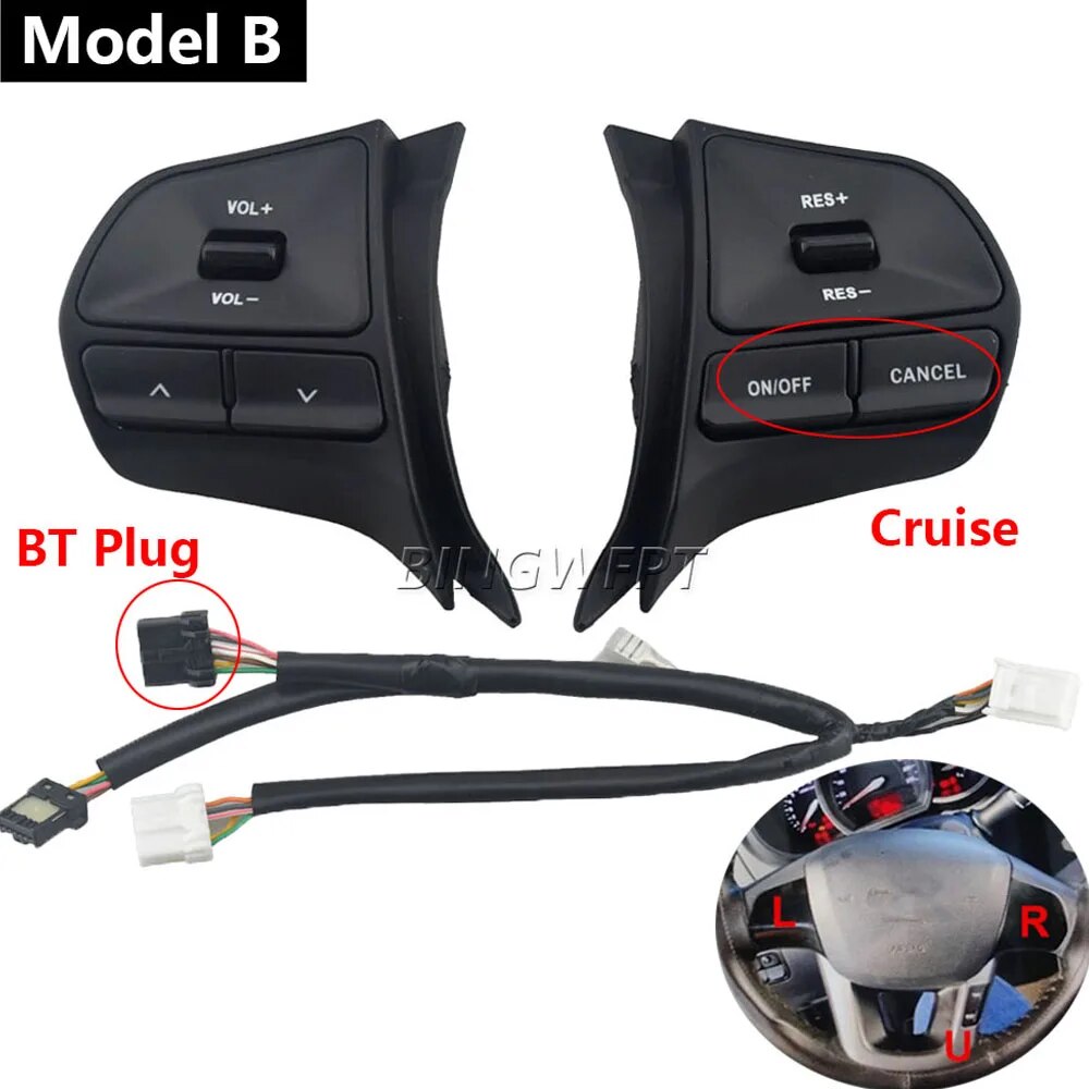 

Для KIA Rio 2011 2012 2013-2016 многофункциональная кнопка управления на руле, переключатель громкости телефона для BT, автомобильные аксессуары
