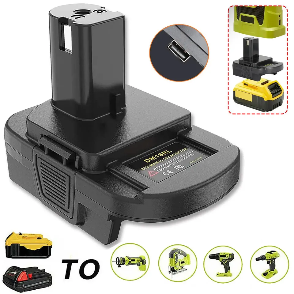 

Адаптер XMSJ для аккумуляторов Dewalt 20В, Milwaukee 18В, Ryobi 18В с USB