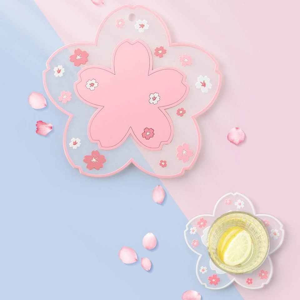 

2 шт., силиконовые подставки для напитков Kawaii Sakura