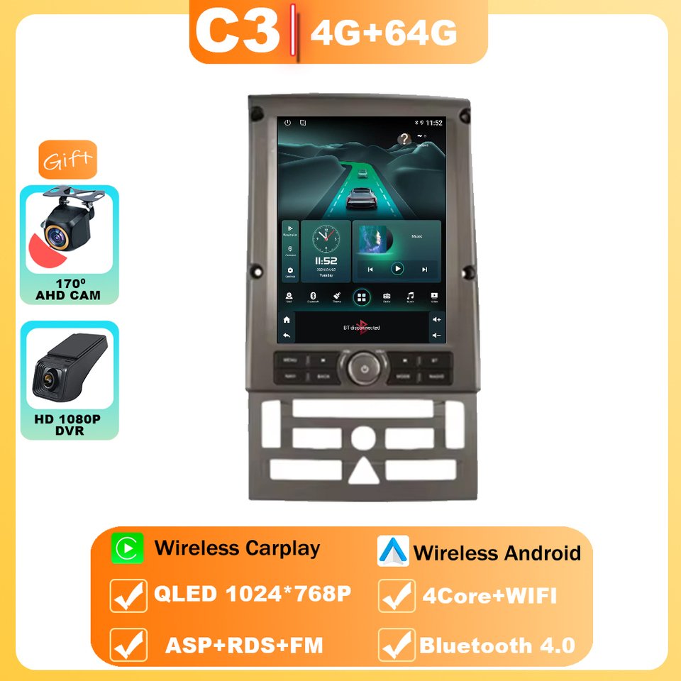 

9,7 "для Peugeot 407 2004-2011 Tesla Style Android 15 автомобильный радиоприемник мультимедийный видеоплеер Carplay авто стерео навигация 8 ядер