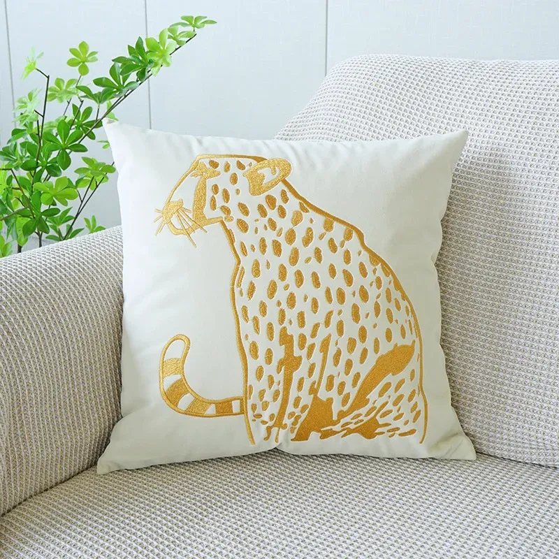 

American Luxury Style Leopard Gold Tassel Pillow Case Decorative Home Pillowcase Bohemian for Bed Livingroom Sofa Pillow Cases
