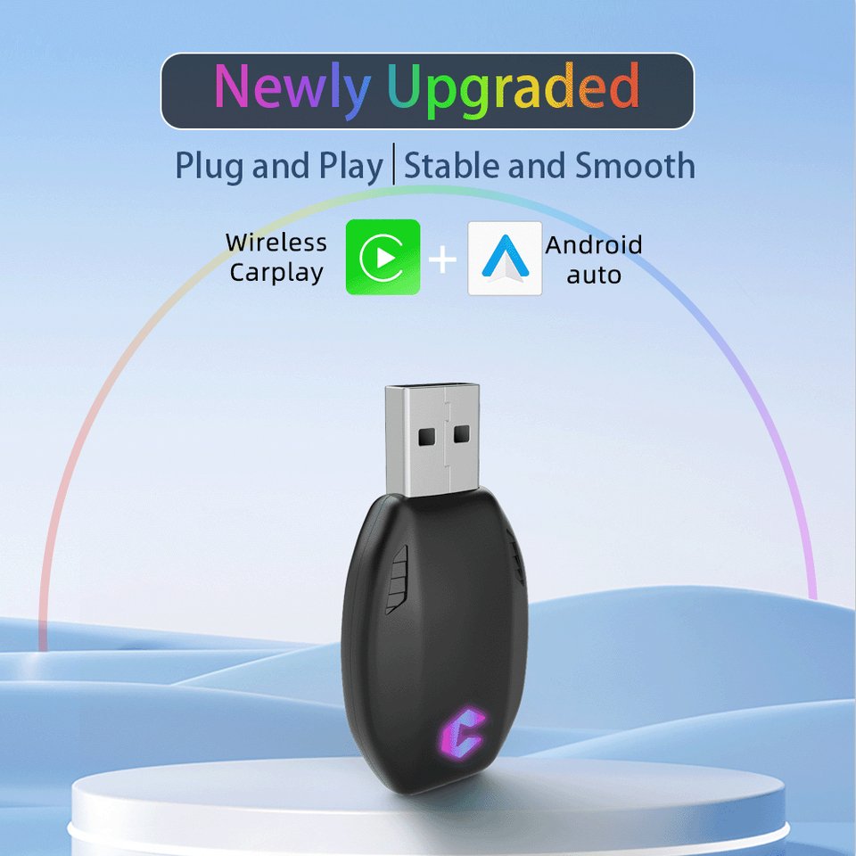 

Проводной к беспроводному Carplay и Android Auto AI Box 2 в 1 мини-адаптер Plug And Play Dongle быстрое подключение Совместимость с 99% автомобилей