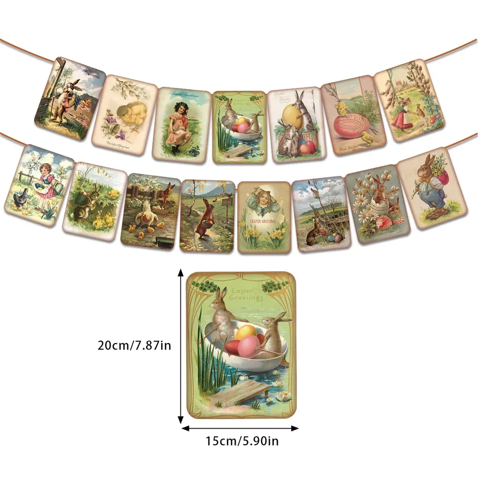 

Ретро Пасхальный кролик бумажный баннер