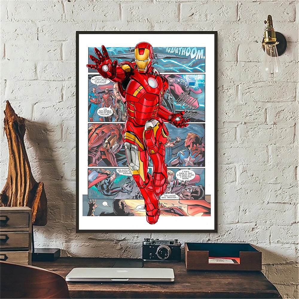 

MINISO Marvel фильм Мстители настенный художественный постер Человек-паук Железный человек Халк холст картины принты спальня Декор для гостиной фрески