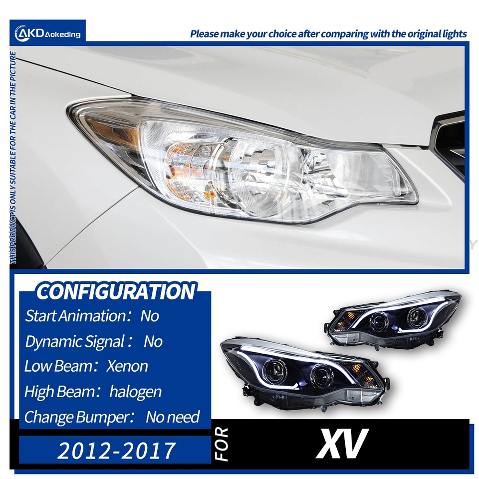 

2 шт. автозапчасти для фар для Subaru XV 2011-2017 светодиодные лампы замена фар DRL двойной проектор подтяжка лица