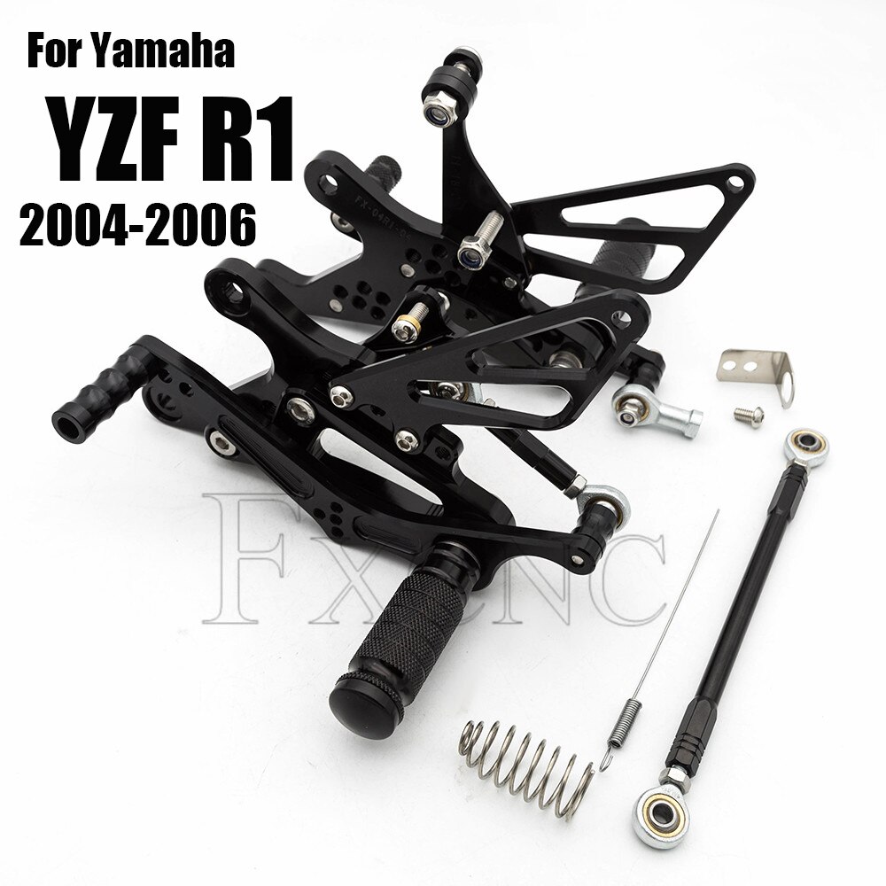 

Задняя подставка для ног мотоцикла для Yamaha YZF R1 YZF-R1 YZFR1 2004 2005 2006 CNC Регулируемая подставка для ног