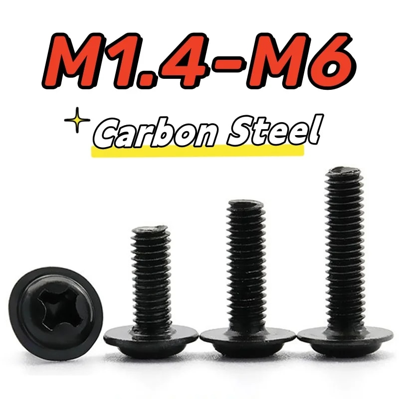 

Болты из углеродистой стали M1.4-M6 черные с круглой головкой Phillips