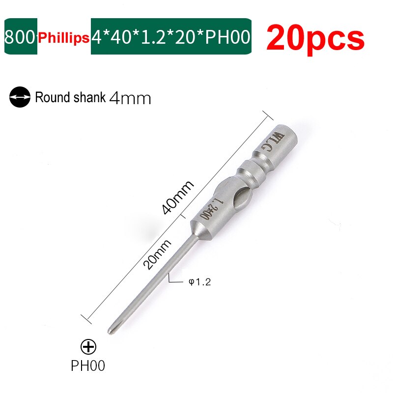 

Отвертка Philips с круглым хвостовиком 800 дюйма, 4 мм, 40 мм, 20 шт.