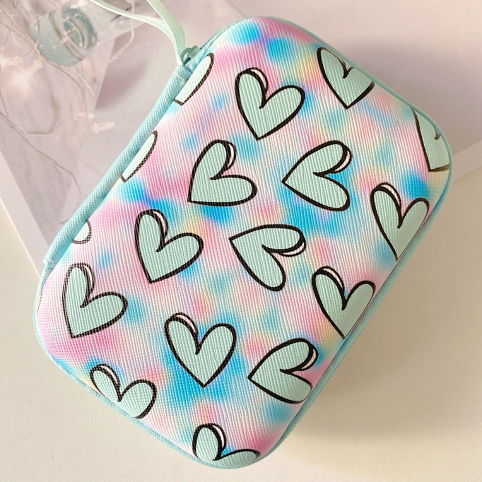 

Cartoon Print Data Cable Storage Box EVA Anti-collision Udisk Drive Organizer Zipper Hard Shell Charger Protective Cover
