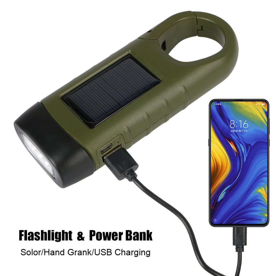 

Солнечный ручной фонарь-power bank