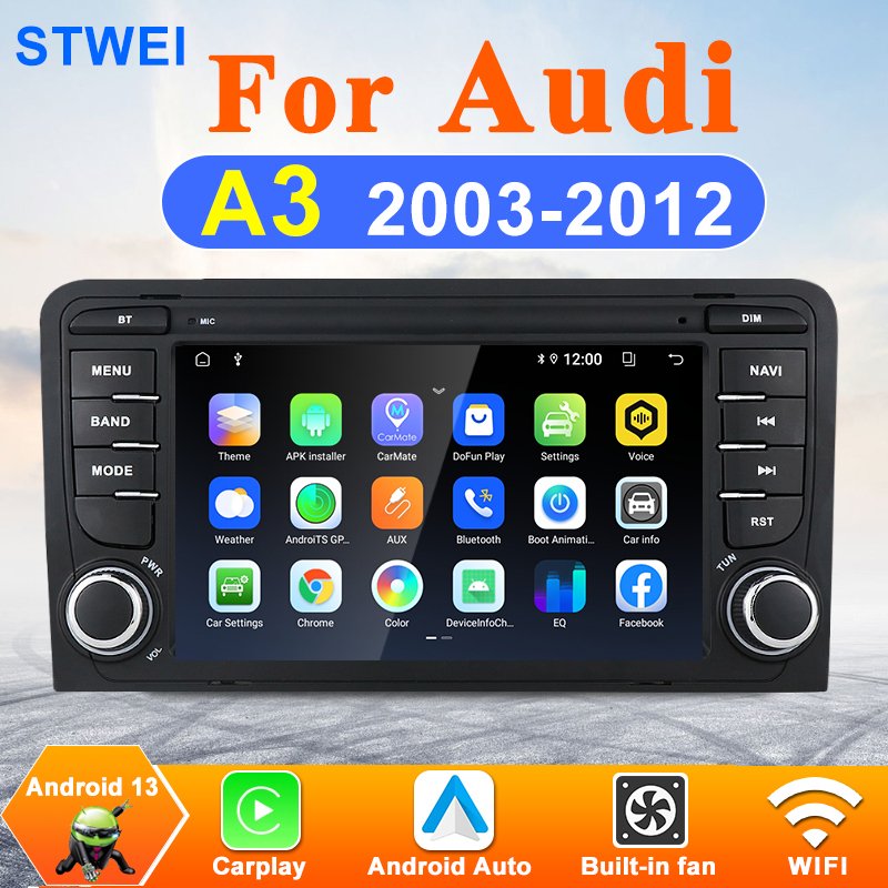 

Автомагнитола для Audi A3 8P S3 RS3 2003-2012 Android 13, мультимедийный проигрыватель с видеоплеером и GPS-навигацией для Carplay, 4G, WiFi, DSP