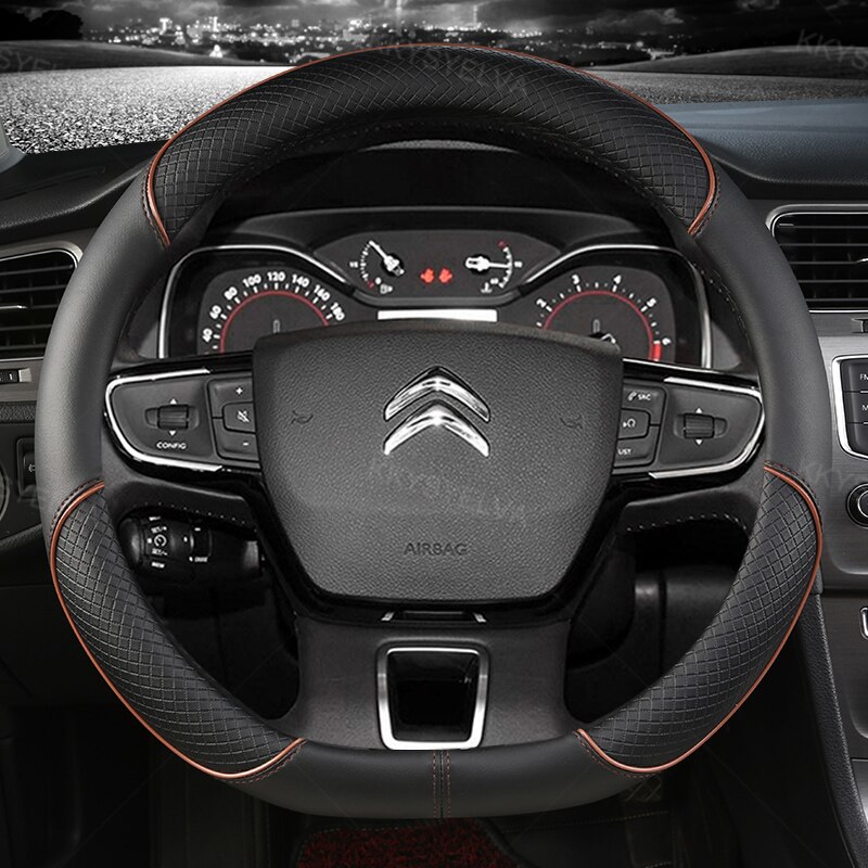 

Кожаный чехол на руль автомобиля, чехол 38 см, 15 дюймов для Citroen C2, C4L, C5, C-Elysee, C-Triumph, C1, C4 C3-XR C3, аксессуары для страйкбола