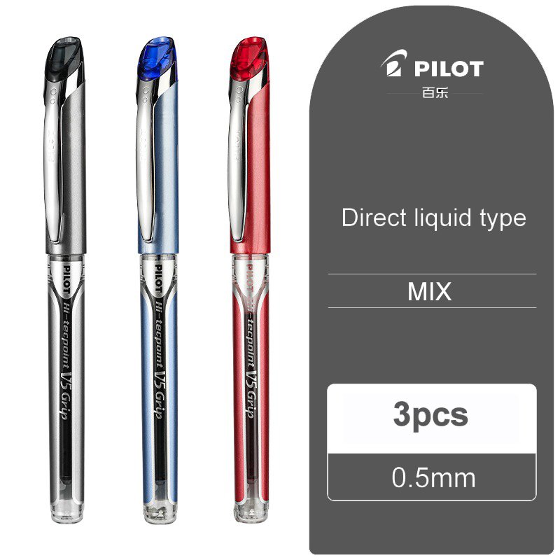 

3 шт. гелевые ручки Pilot V5, прямые жидкие 0,5 мм BXGPN-V5, игольчатый наконечник, шариковая ручка большой емкости для письма, школьные канцелярские принадлежности
