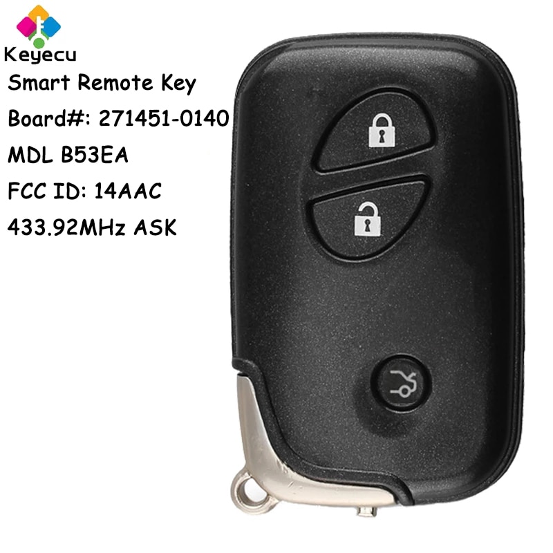 

KEYECU B53EA умный дистанционный ключ с 3 кнопками 433,92 МГц для Lexus ES350 IS250 IS350 GS300 GS350 GS430 GS450H GS460 LS460 LS460 LS600H