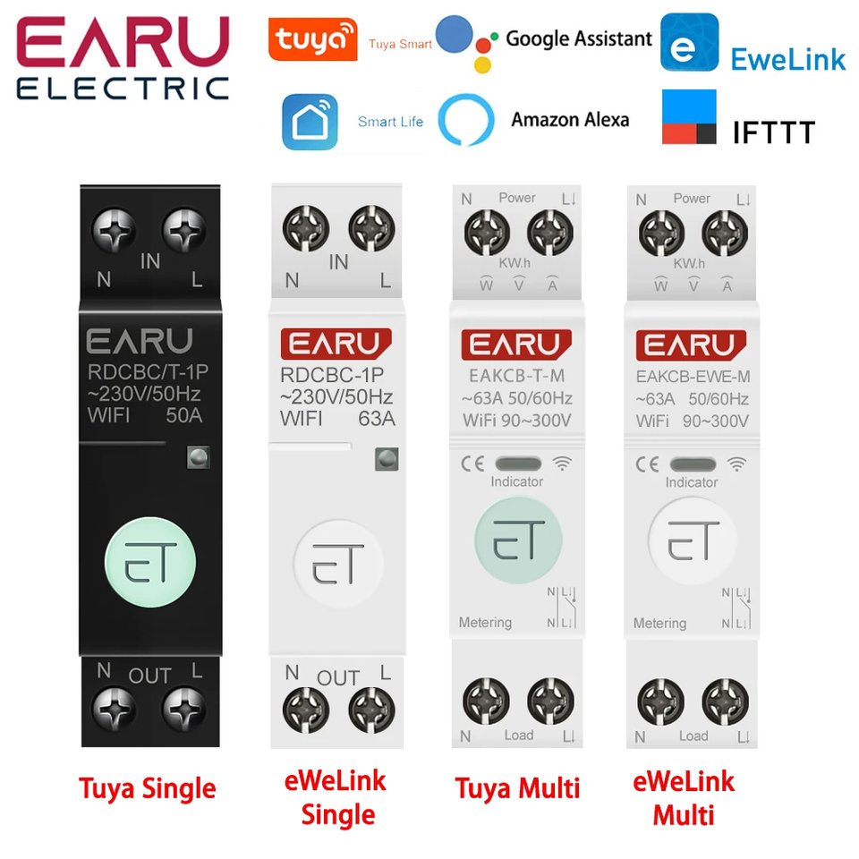 

EARUELECTRIC Умный автоматический выключатель Tuya eWeLink 6-63A