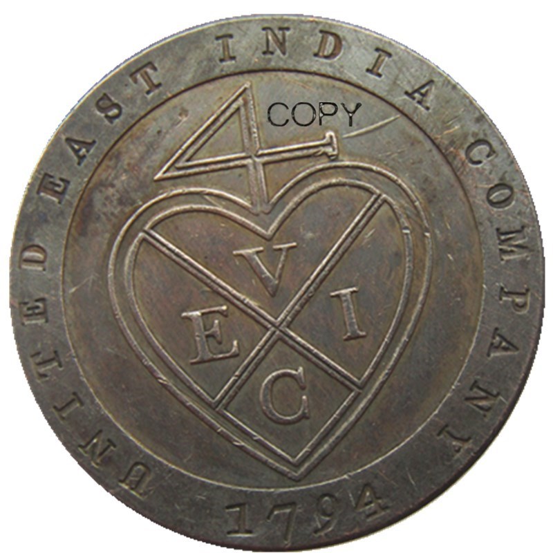 

Медная копия монеты United East British India Company Madras Presidency 1/48 Rupee 1794
