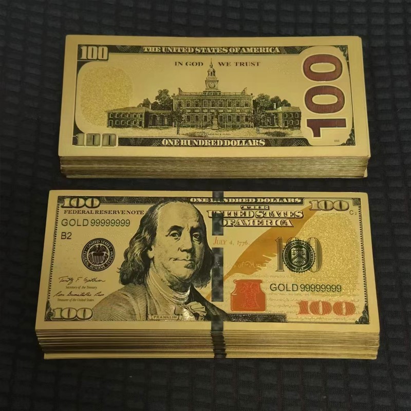

Позолоченные банкноты 100 долларов (20/50/100 шт)