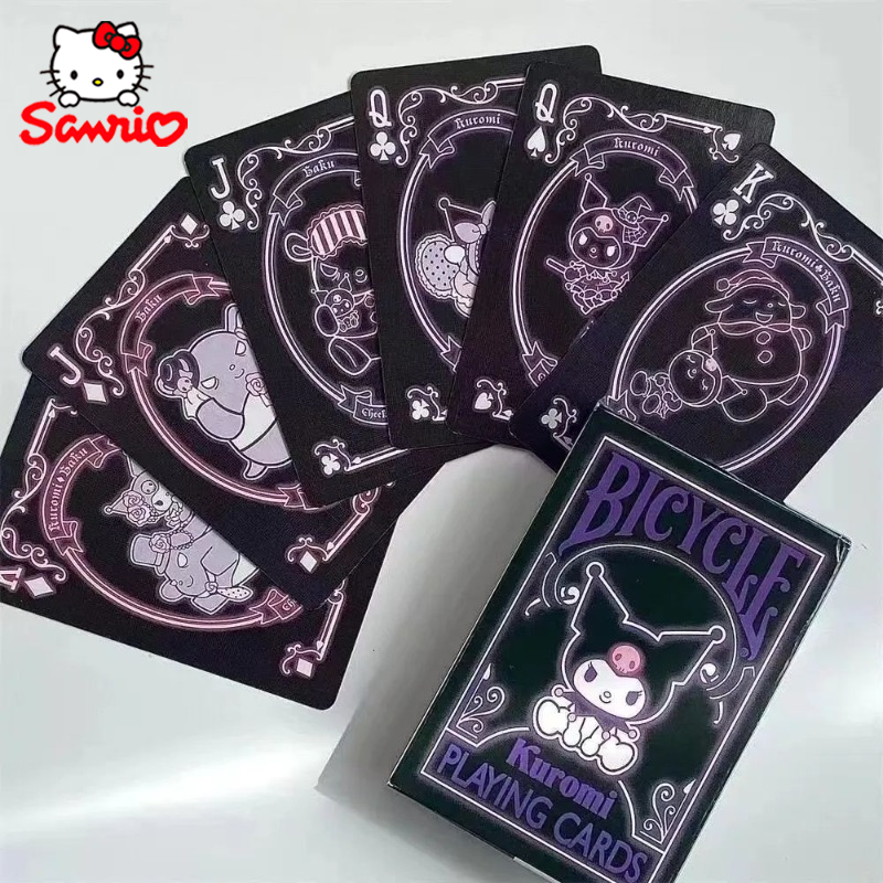 

Kawaii Sanrio Kuromi покер Мультфильм милая фотография настольные игры Игральные карты Игрушка Подарочная карта коллекционное украшение для дома