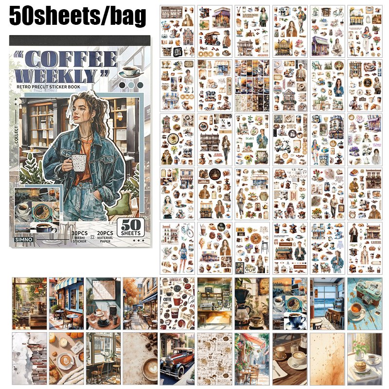

Mr. Paper, 50 Шт., Серия Slow Life, Канцелярские Наклейки, Креативный Путеводитель
