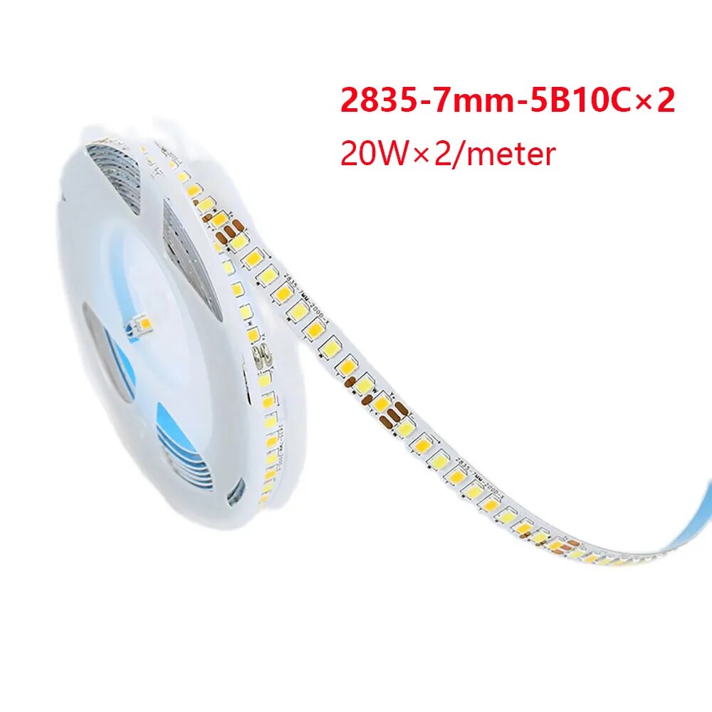 

COMPYI Светодиодная лента 2835-200D-5B10Cx2 белая+теплый белый 7мм