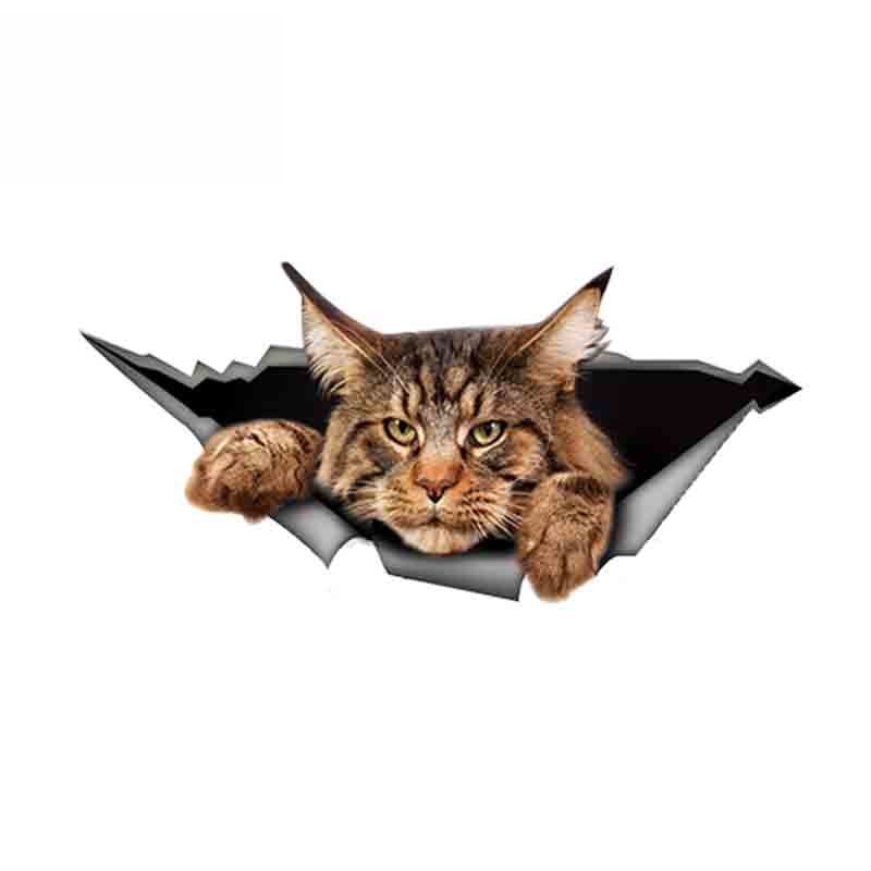 

13*6 см 1 3D забавная наклейка с большим котом Maine Coon, автомобильная наклейка, рваная металлическая наклейка, светоотражающая наклейка, Стайлинг автомобиля, водонепроницаемые аксессуары